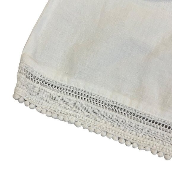 Fresh Produce White Linen‎ Eyelet Trim Pull on Skirt w/ Pockets XS - Picture 5 of 8